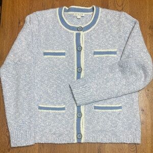 J. Crew Marled Sweater Lady Jacket Lilac/Blue/White Seascape Medium